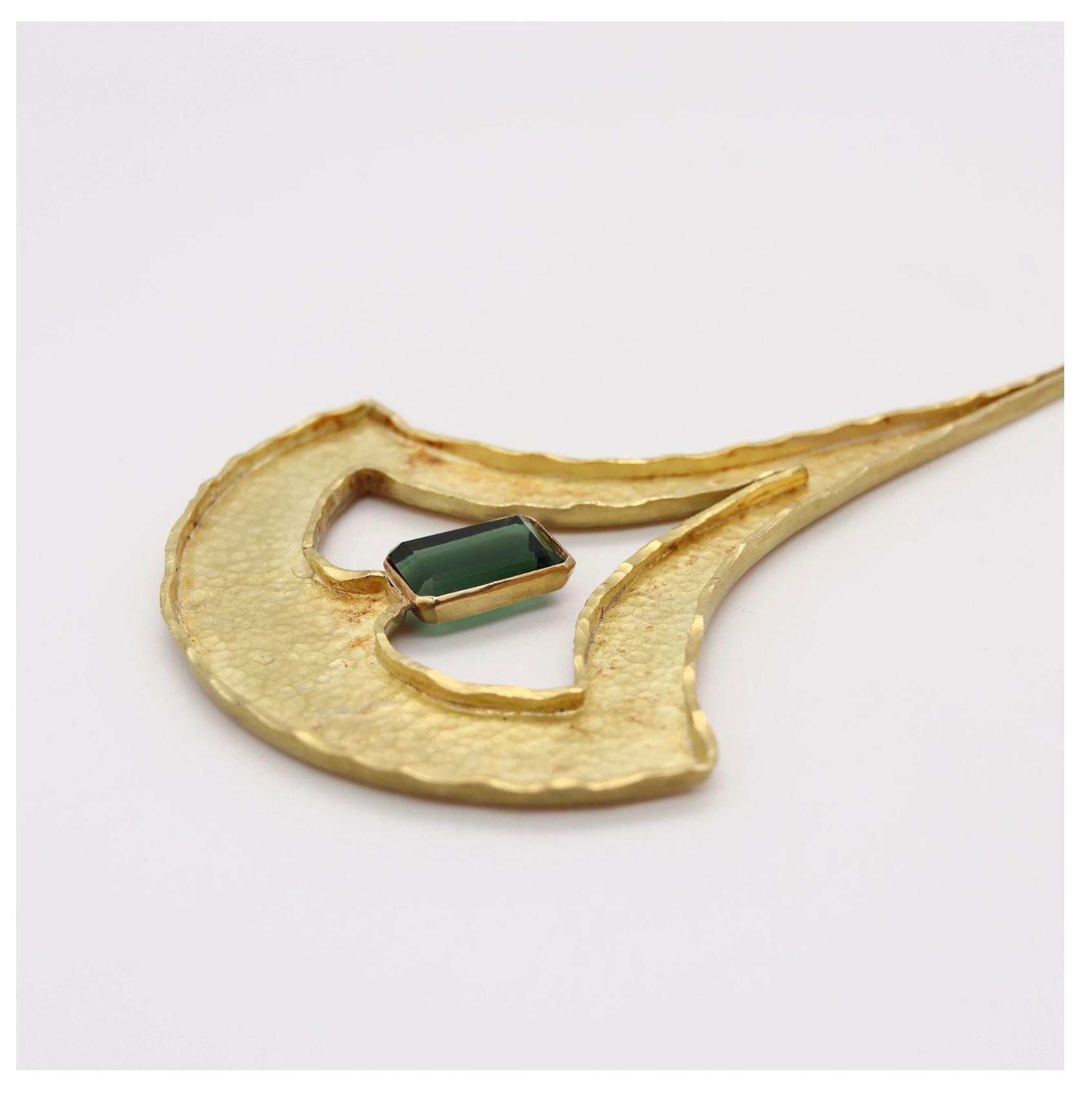 Guayasamin Modernist Geometric Sculptural Necklace 18Kt Gold & Green Tourmaline 1