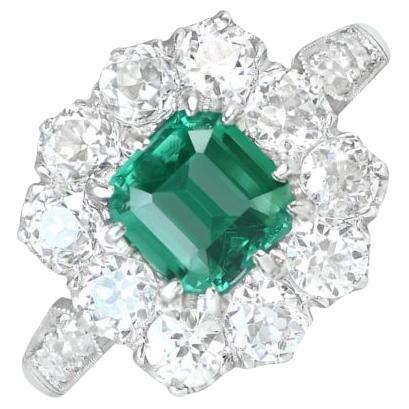 Gubelin 0.97ct Emerald Cut No-Oil Colombian Emerald Engagement Ring, Platinum