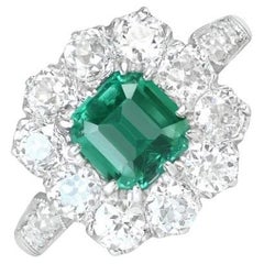 Used Gubelin 0.97ct Emerald Cut No-Oil Colombian Emerald Engagement Ring, Platinum