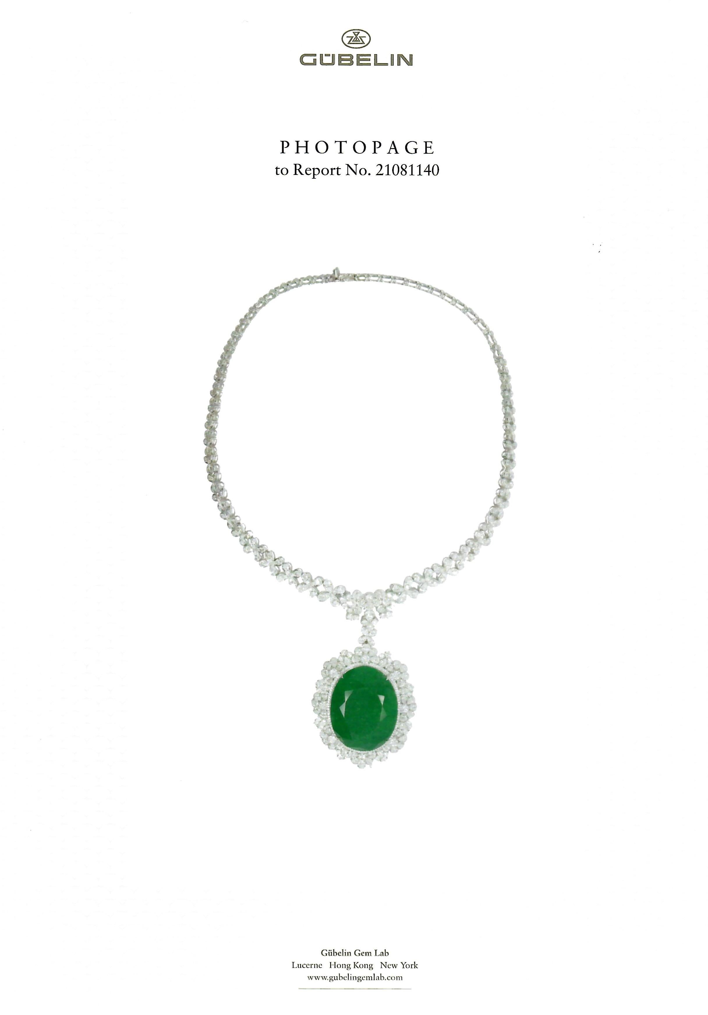 Moderno Collana di smeraldi ovali colombiani da 114,56 carati Gübelin in vendita