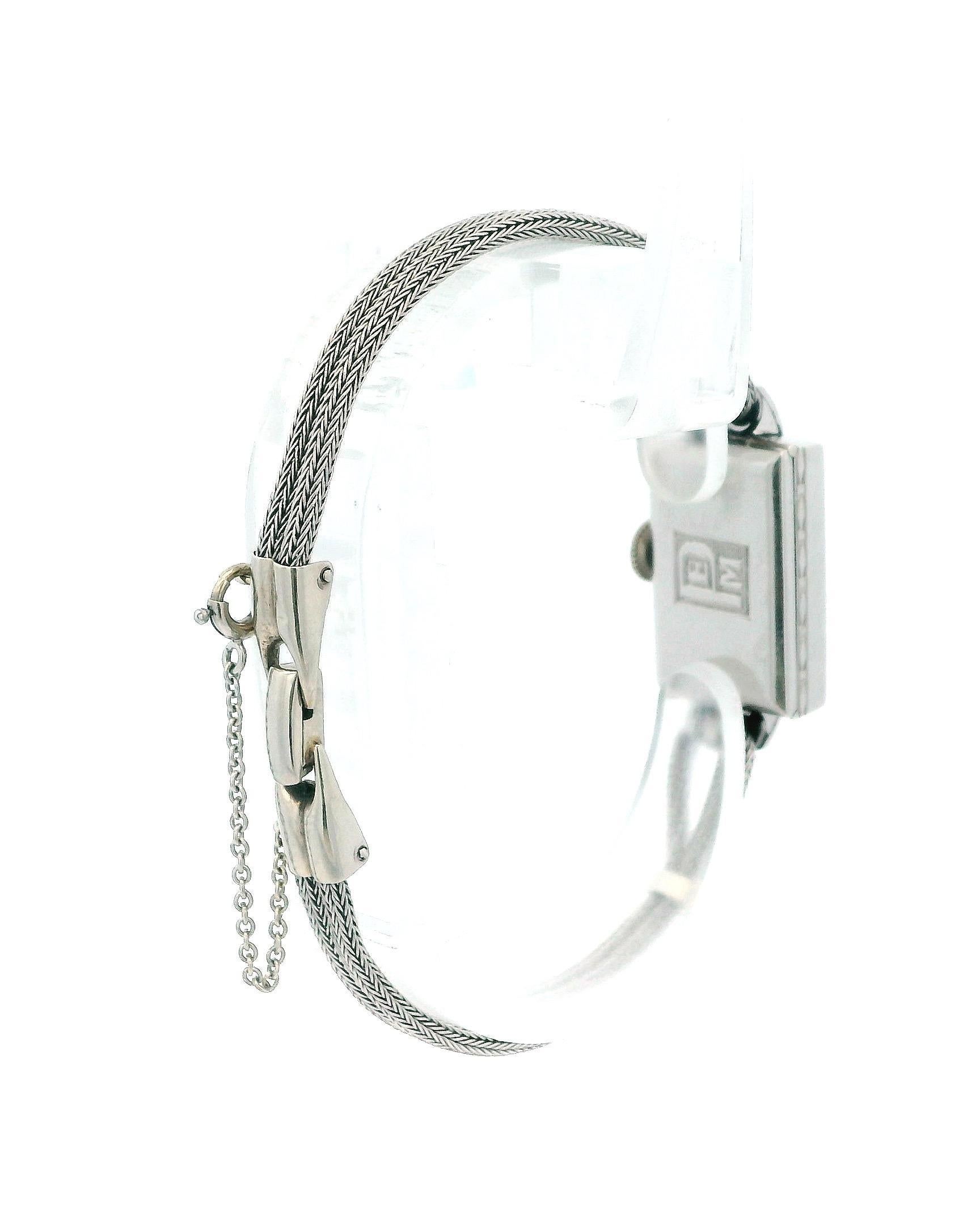 Bracelet serpent en or blanc 14K avec lunette en diamant et cadran déco Pour femmes en vente