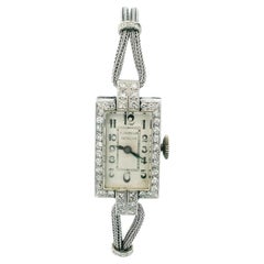Gubelin 14K White Gold Diamond Bezel Deco Dial Snake Bracelet