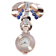 Gubelin 14Kt. Multi Colored Art Deco Ladies Pendant Watch circa 1930's by Movado