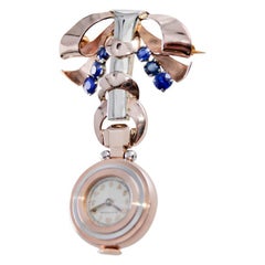 Gubelin 14Kt. Multi Colored Art Deco Ladies Pendant Watch circa 1930's by Movado Gubelin 14Kt. Multi Colored Art Deco Ladies Pendant Watch circa 1930's by Movado