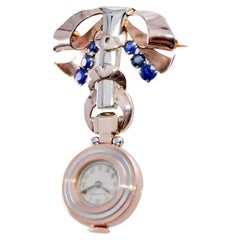 Gubelin 14Kt. Multi Colored Art Deco Ladies Pendant Watch circa 1930's by Movado