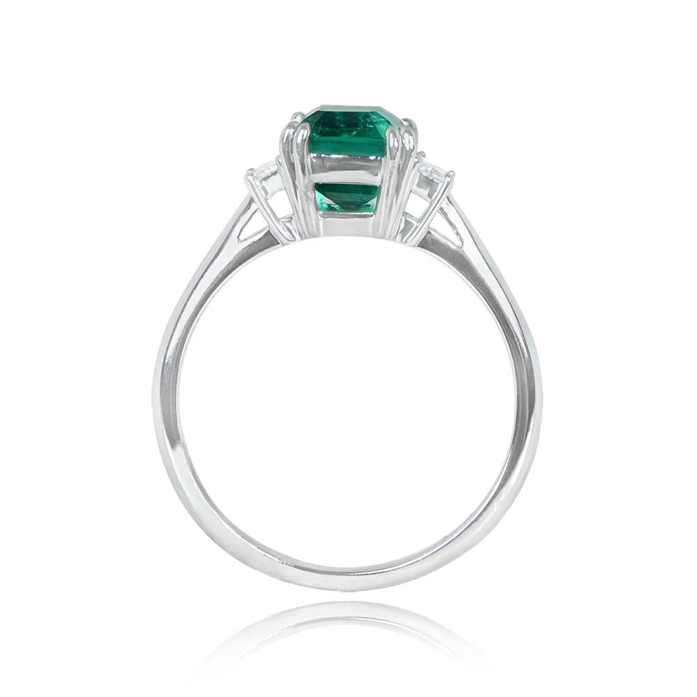 Art Deco Gubelin 1.58ct Emerald Cut No-Oil Colombian Emerald  Engagement Ring, Platinum For Sale