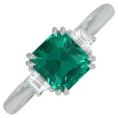 Gubelin 1.58ct Emerald Cut No-Oil Colombian Emerald  Engagement Ring, Platinum