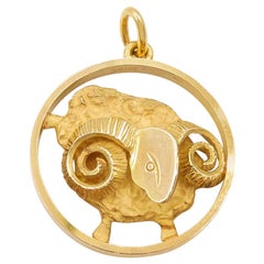 Retro Gübelin 18 Karat Yellow Gold Aries Zodiac Astrological Symbol Pendant/Charm