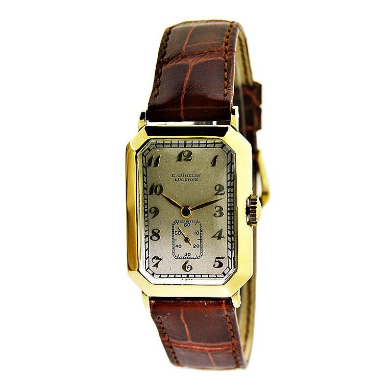 Gubelin 18 Karat Yellow Gold Art Deco Handmade Wristwatch, circa 1930s ...