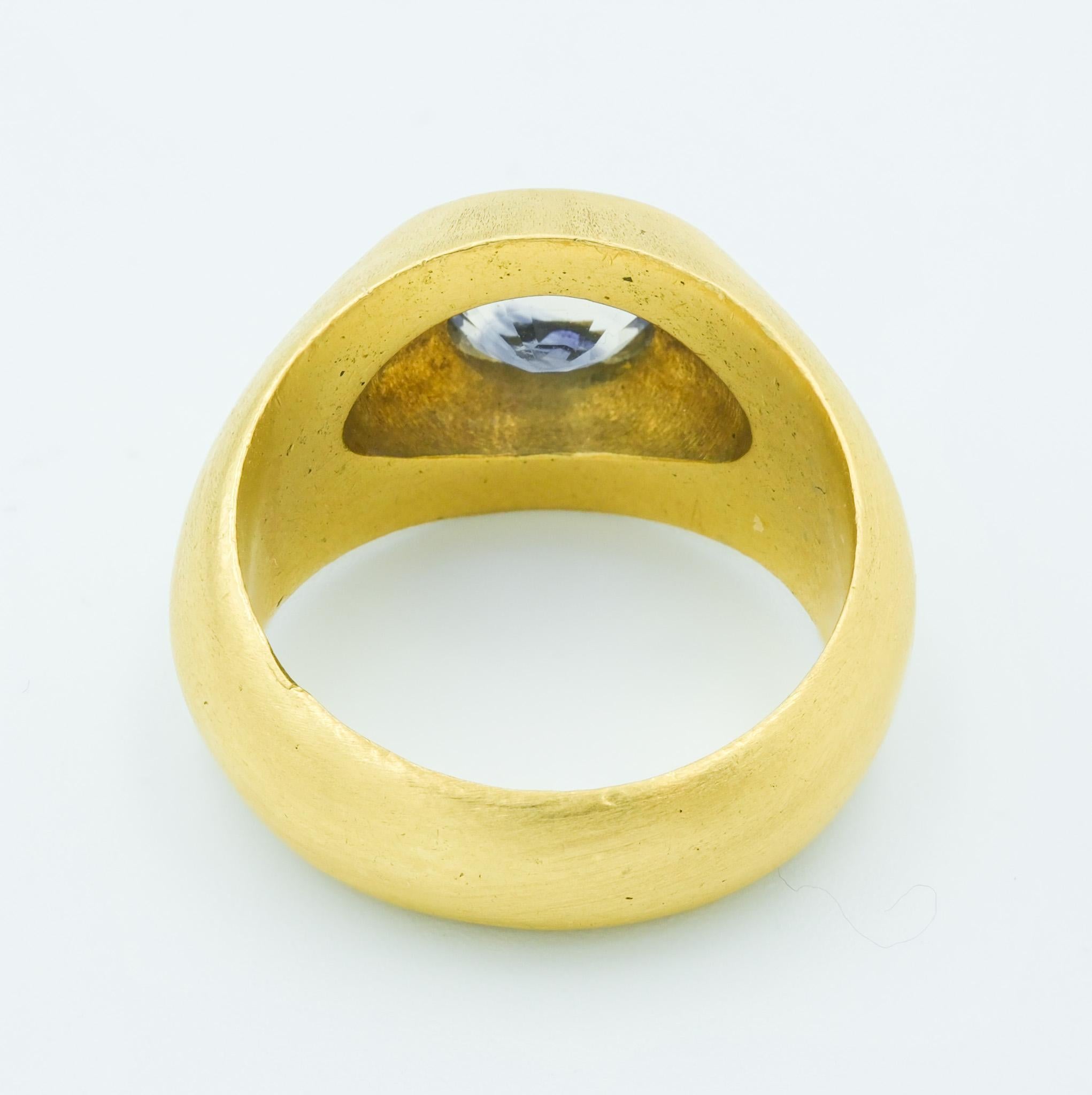 Modern Gübelin 18 Karat Yellow Gold Blue Sapphire Ring