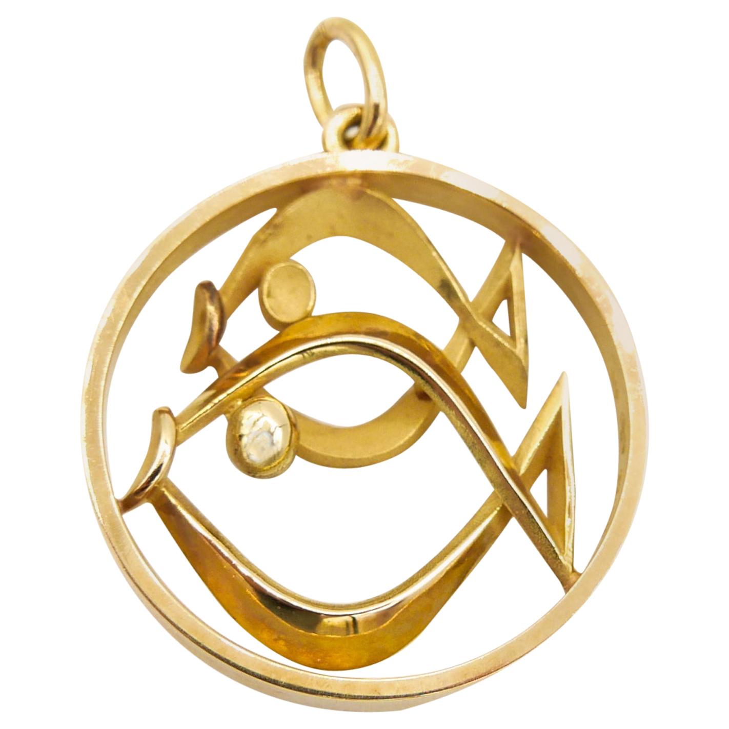 Gübelin 18 Karat Yellow Gold Pisces Zodiac Astrological Symbol Pendant/Charm