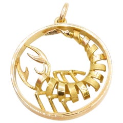 Gübelin 18 Karat Yellow Gold Scorpio Zodiac Astrological Symbol Pendant/Charm