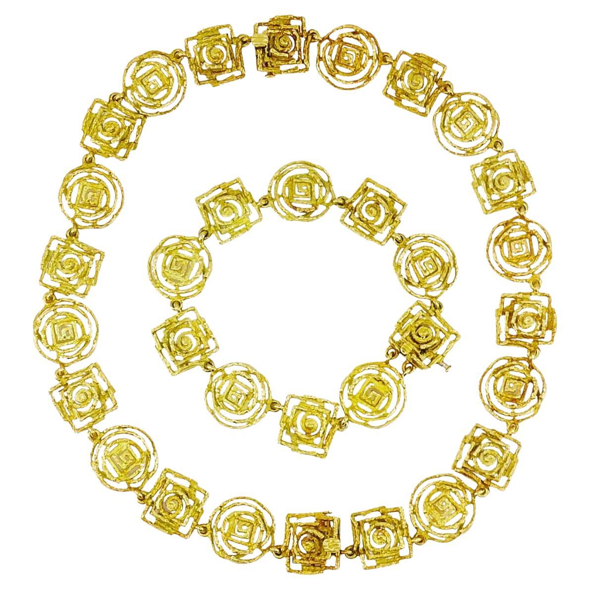 Chaumet 18k Gold Bracelet Necklace Set For Sale