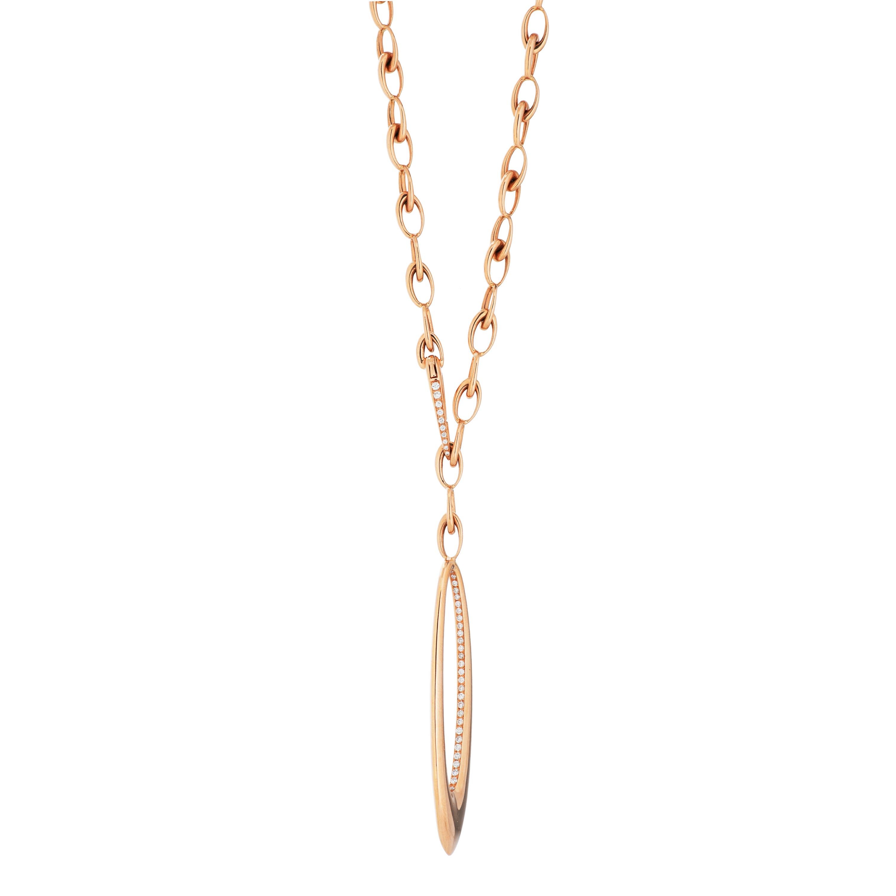 Modern Gubelin 18 Karat Rose Gold 0.70 Carat Diamond Adjustable Pendant Chain Necklace
