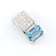 Gubelin 18k Weißgold Anhänger Halskette mit himmelblauen Topas & Diamanten