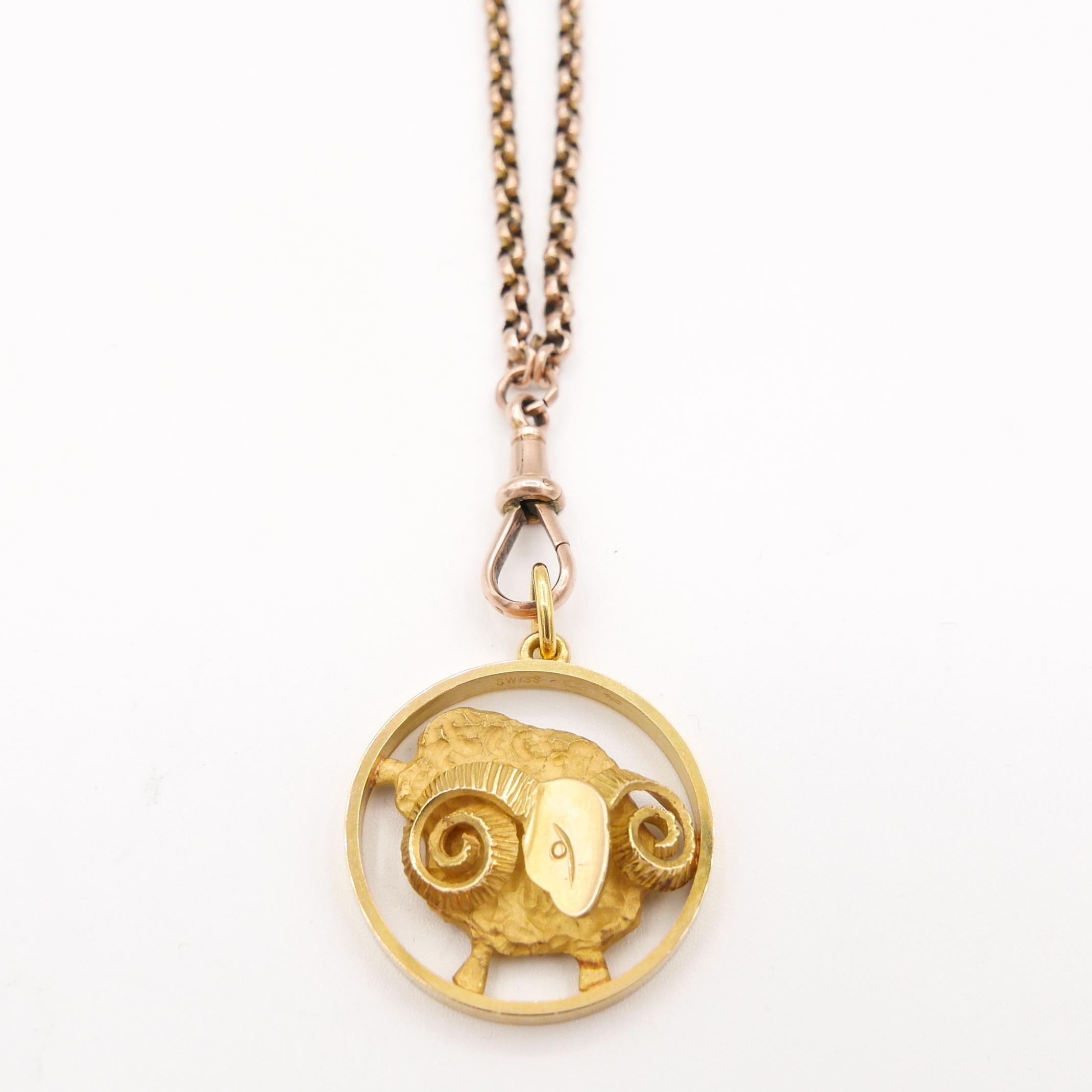 18k gold aries pendant