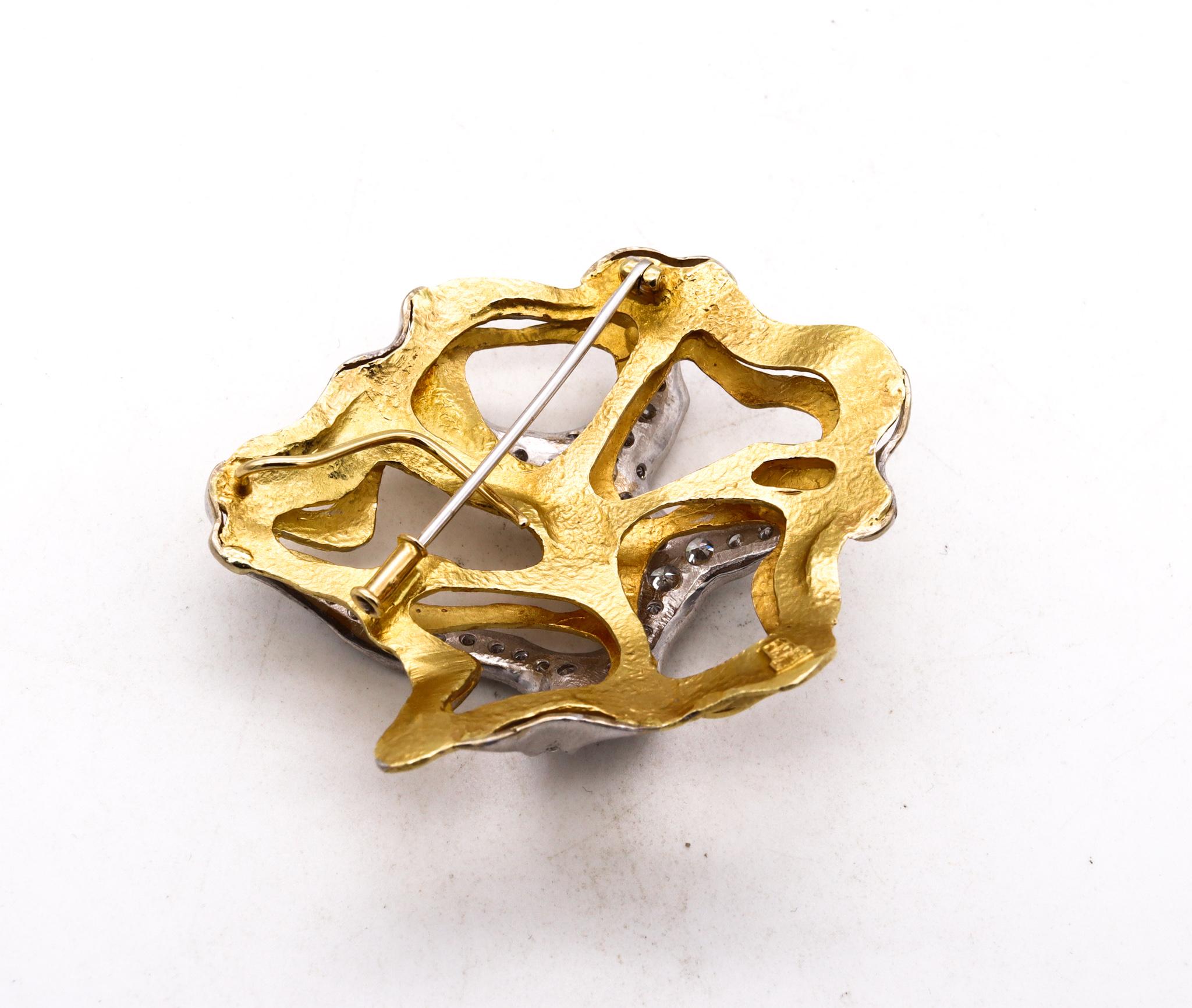 Modernist Gubelin 1960 Swiss Convertible Pendant Earring Set 18Kt with 6.84 Cts Diamonds