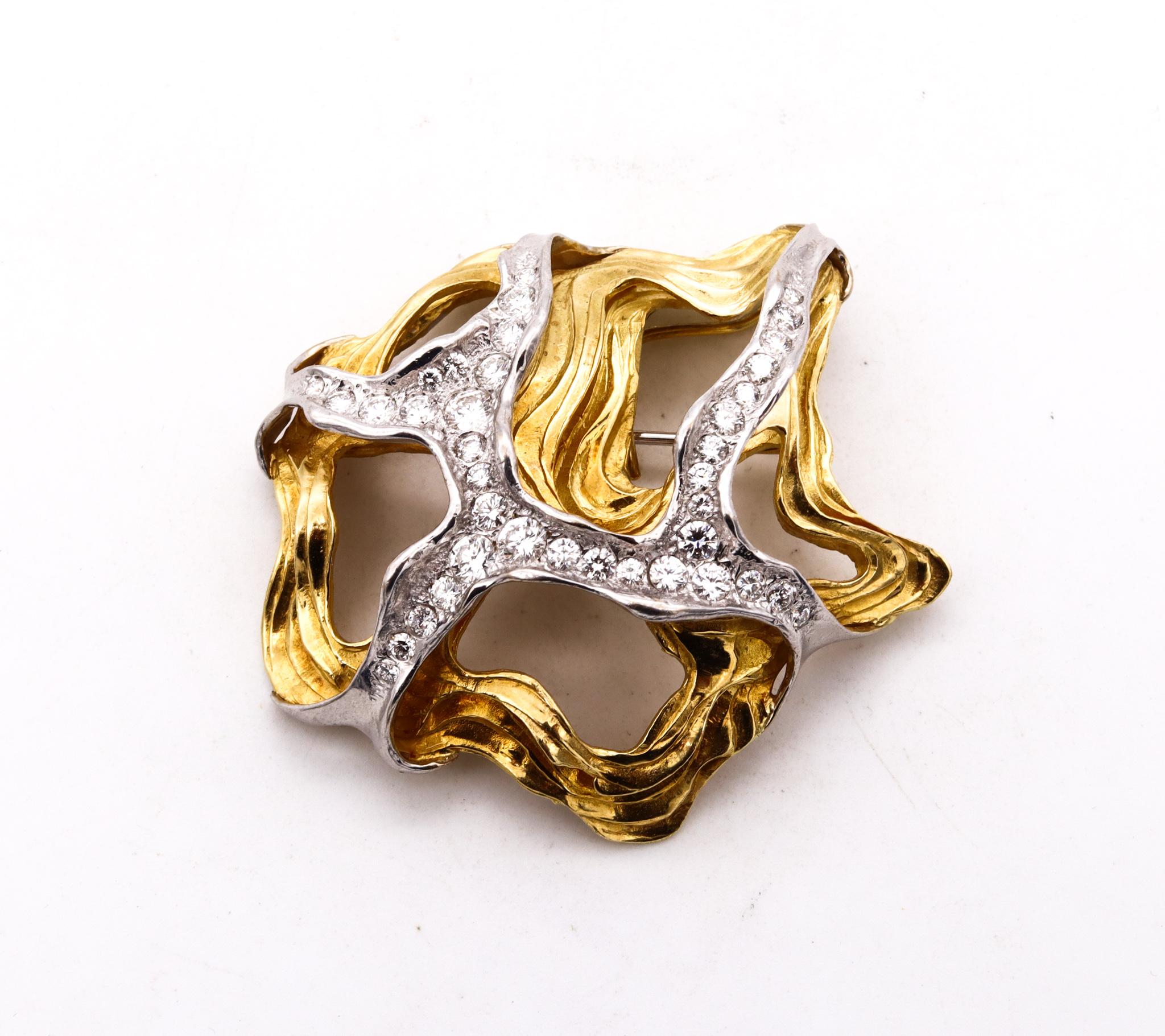 Gubelin 1960 Swiss Convertible Pendant Earring Set 18Kt with 6.84 Cts Diamonds 1