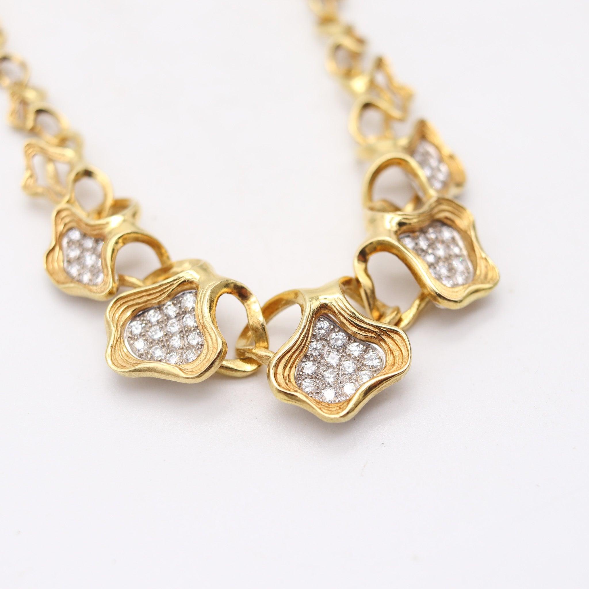 Modernista GÜBELIN 1960 Collana scultorea svizzera in oro 18Kt con 4,20 carati di diamanti VS in vendita
