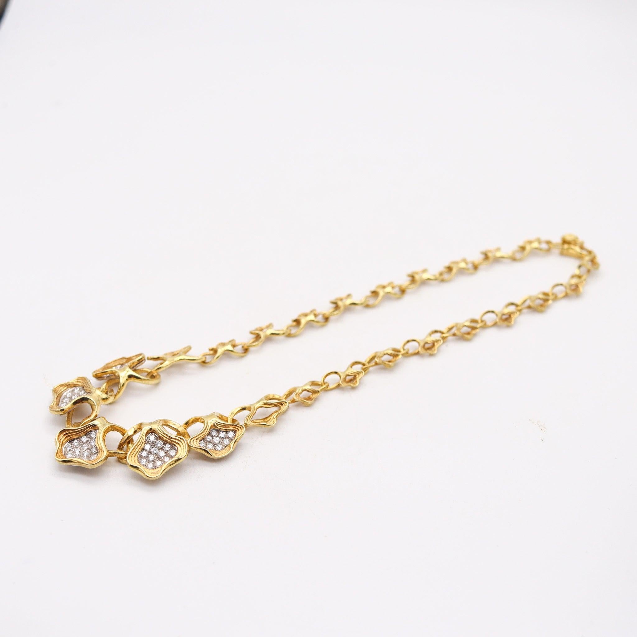 GÜBELIN 1960 Collana scultorea svizzera in oro 18Kt con 4,20 carati di diamanti VS In condizioni ottime in vendita a Miami, FL