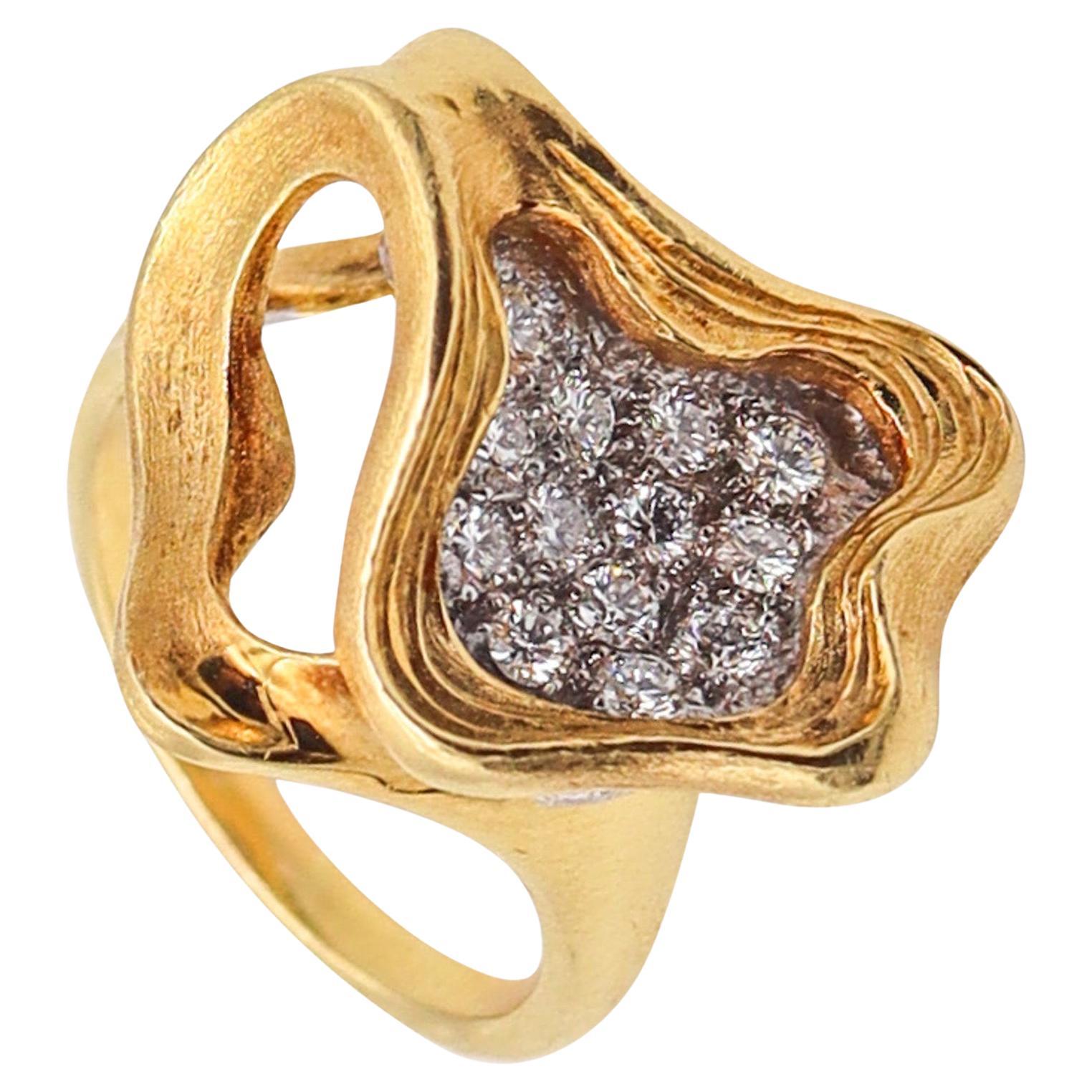 GUBELIN 1960 Swiss Sculptural Ring In 18Kt Gold With 1.00 Ctw In Diamonds
