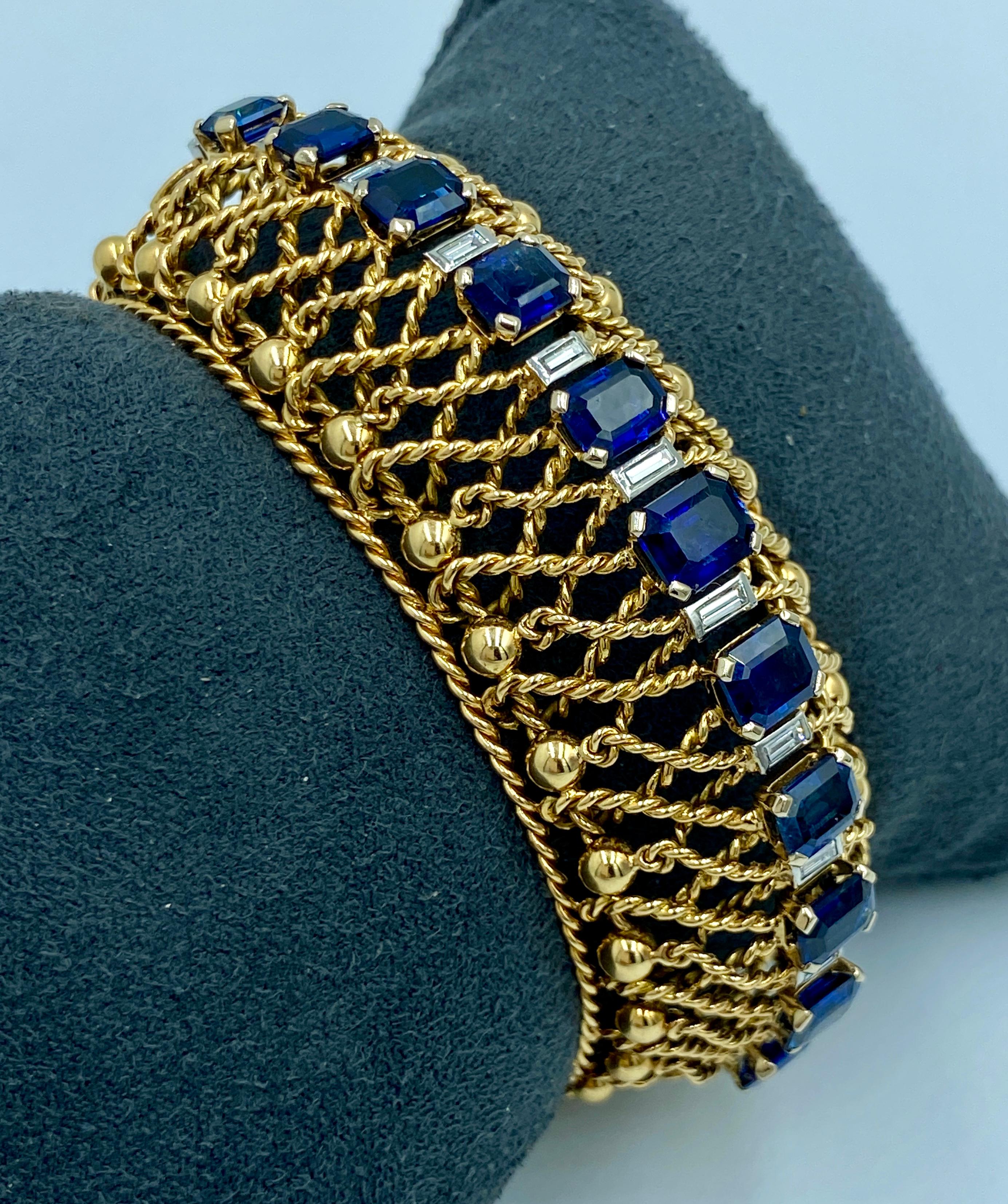 Brazalete Gubelin 1960 de oro de 18 quilates, zafiro y diamantes en Bueno estado para la venta en London, GB