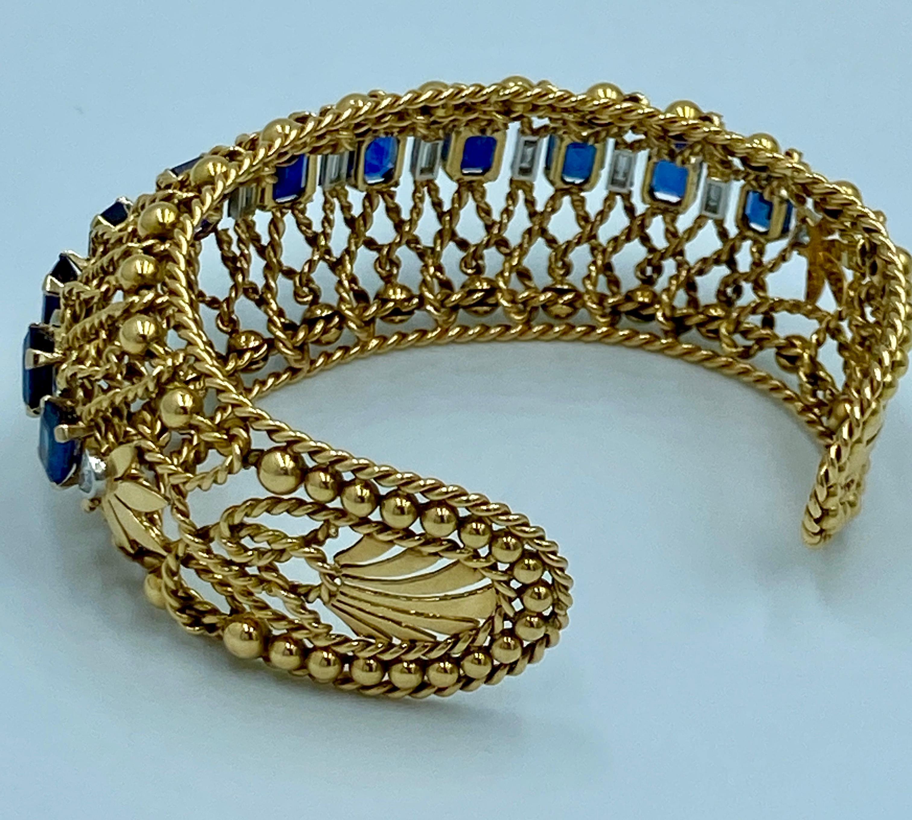 Femenino o masculino Brazalete Gubelin 1960 de oro de 18 quilates, zafiro y diamantes en venta