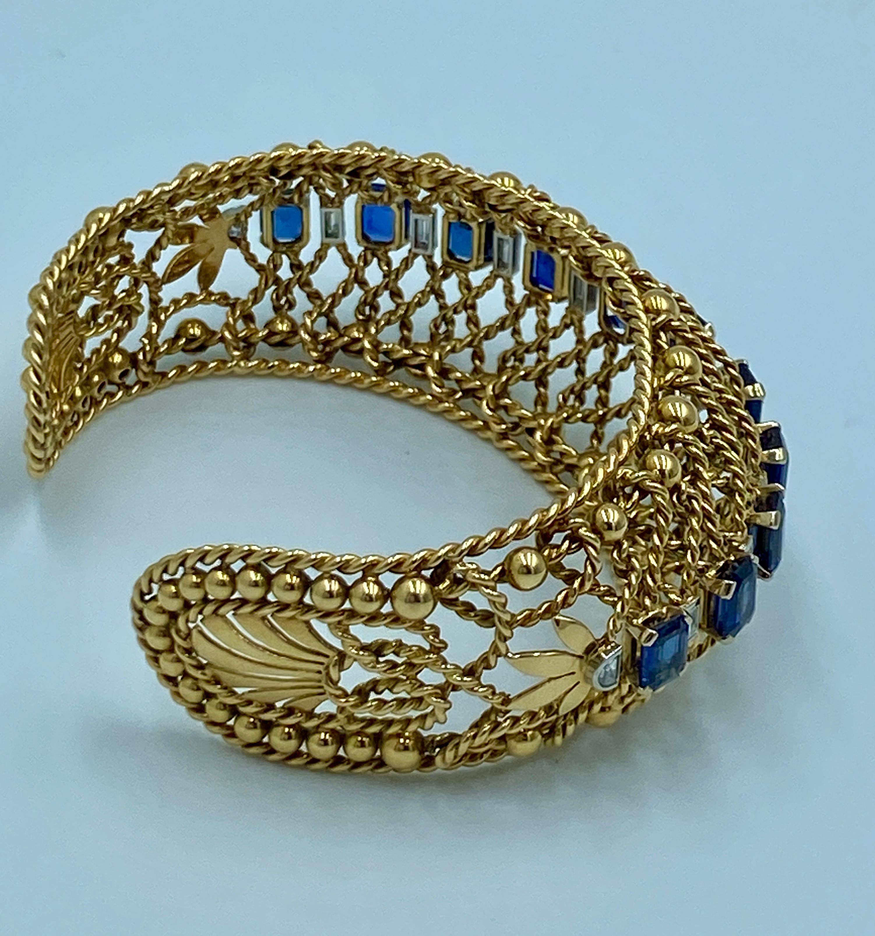 Brazalete Gubelin 1960 de oro de 18 quilates, zafiro y diamantes en venta 1