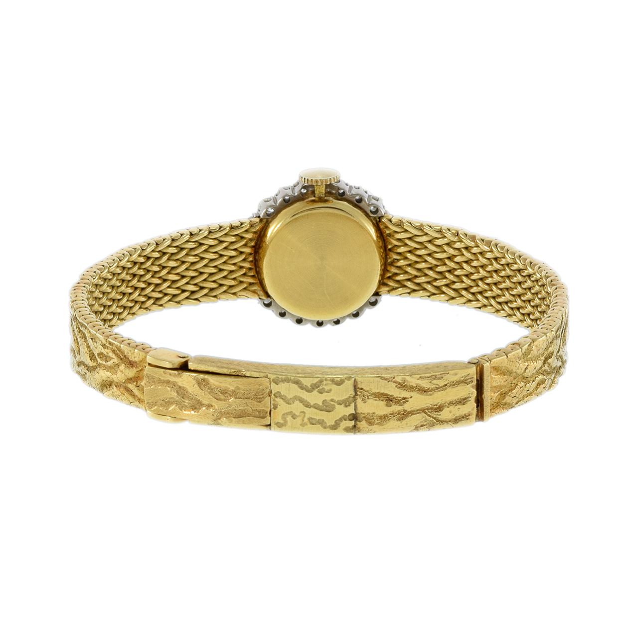 Taille ronde Gubelin 1960 - Montre pour dames en or jaune 18KT avec 2.00CT diamants en vente