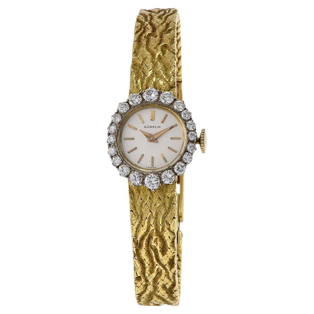 Gubelin 1960's 18KT Yellow Gold Ladies 2.00CT Diamond Watch For Sale