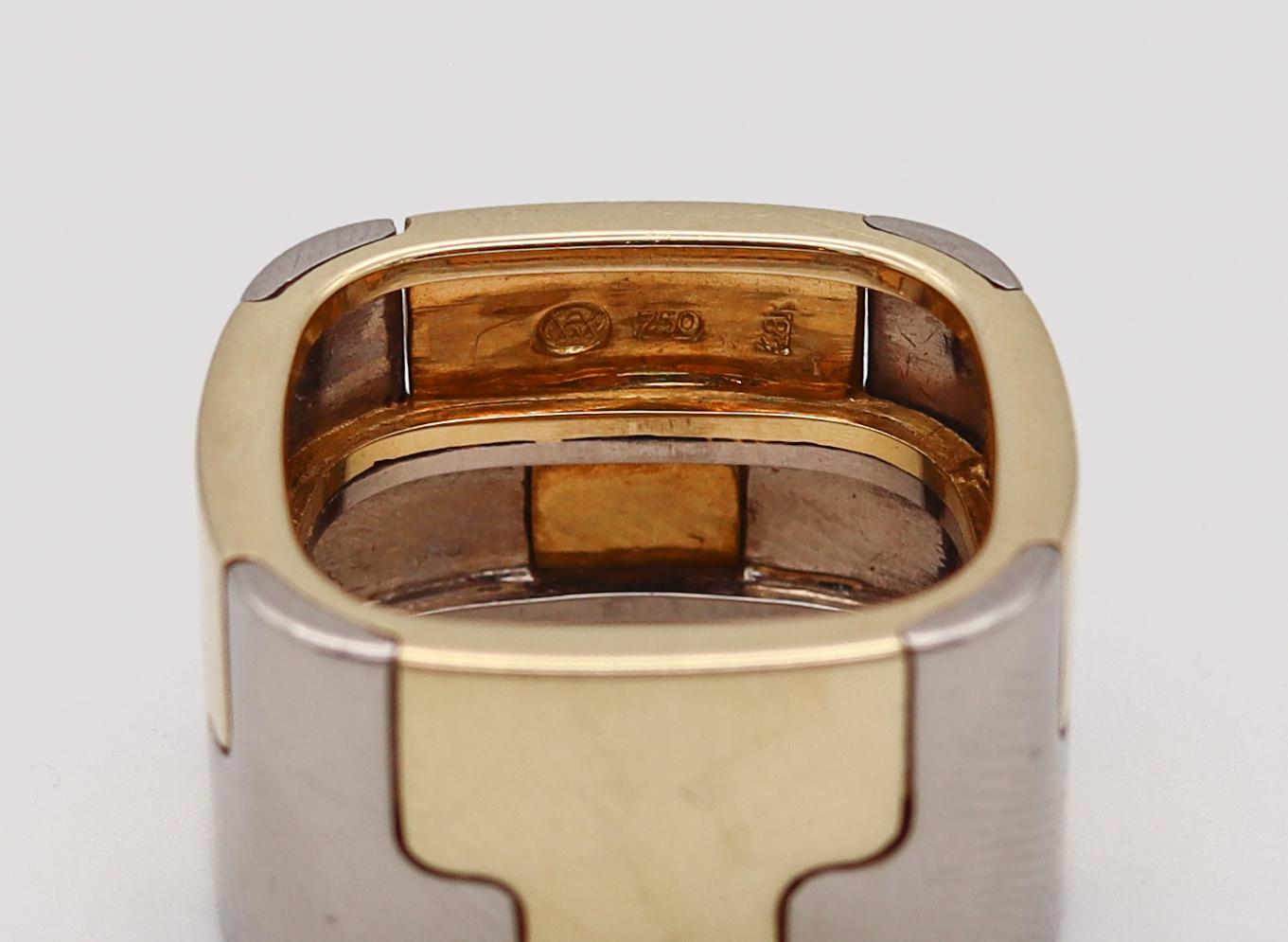 Gubelin 1970 by Paul Binder Geometric Puzzle Ring in Two Tones of 18Kt Gold For Sale 1