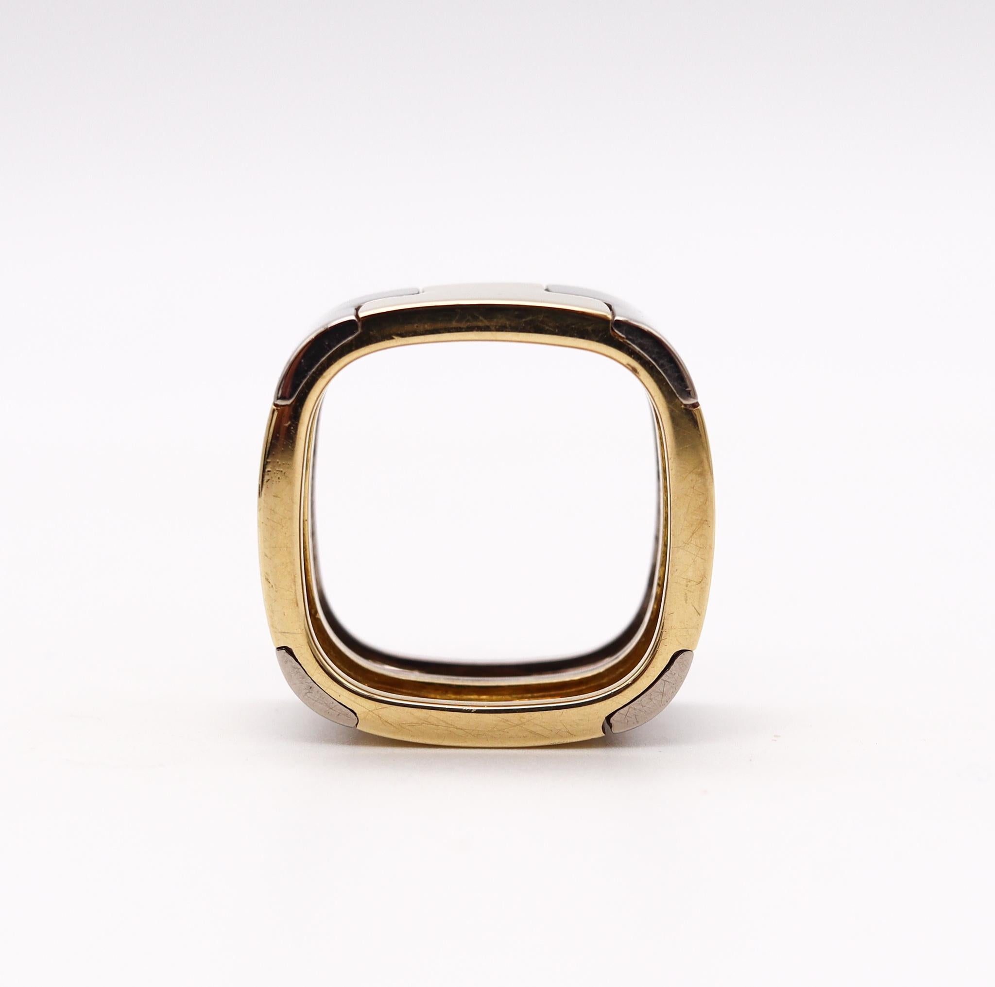 Gubelin 1970 by Paul Binder Geometric Puzzle Ring in Two Tones of 18Kt Gold For Sale 2