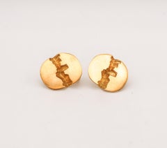 Gubelin 1970 Grand Canyon Fractured Clips-On Earrings In Solid 18Kt Yellow Gold