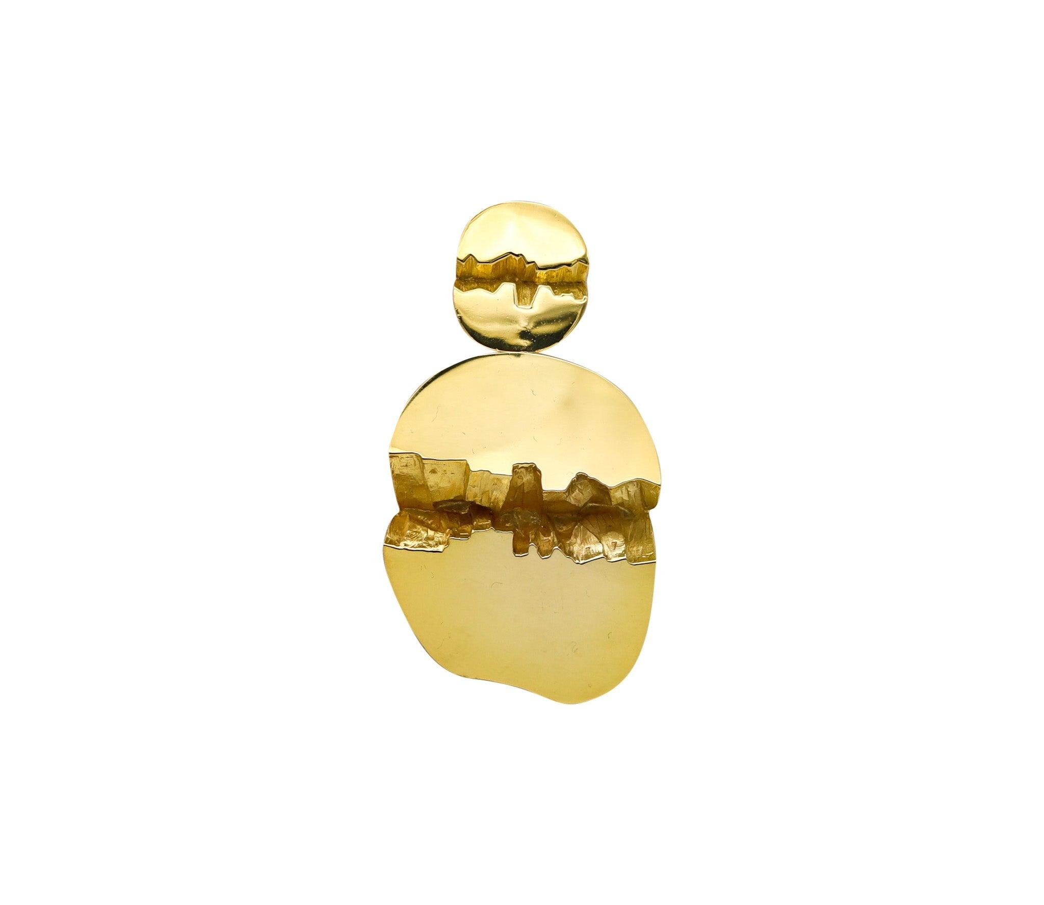 GUBELIN 1970 Grand Canyon Fractured Pendant In Solid 18Kt Yellow Gold For Sale 4