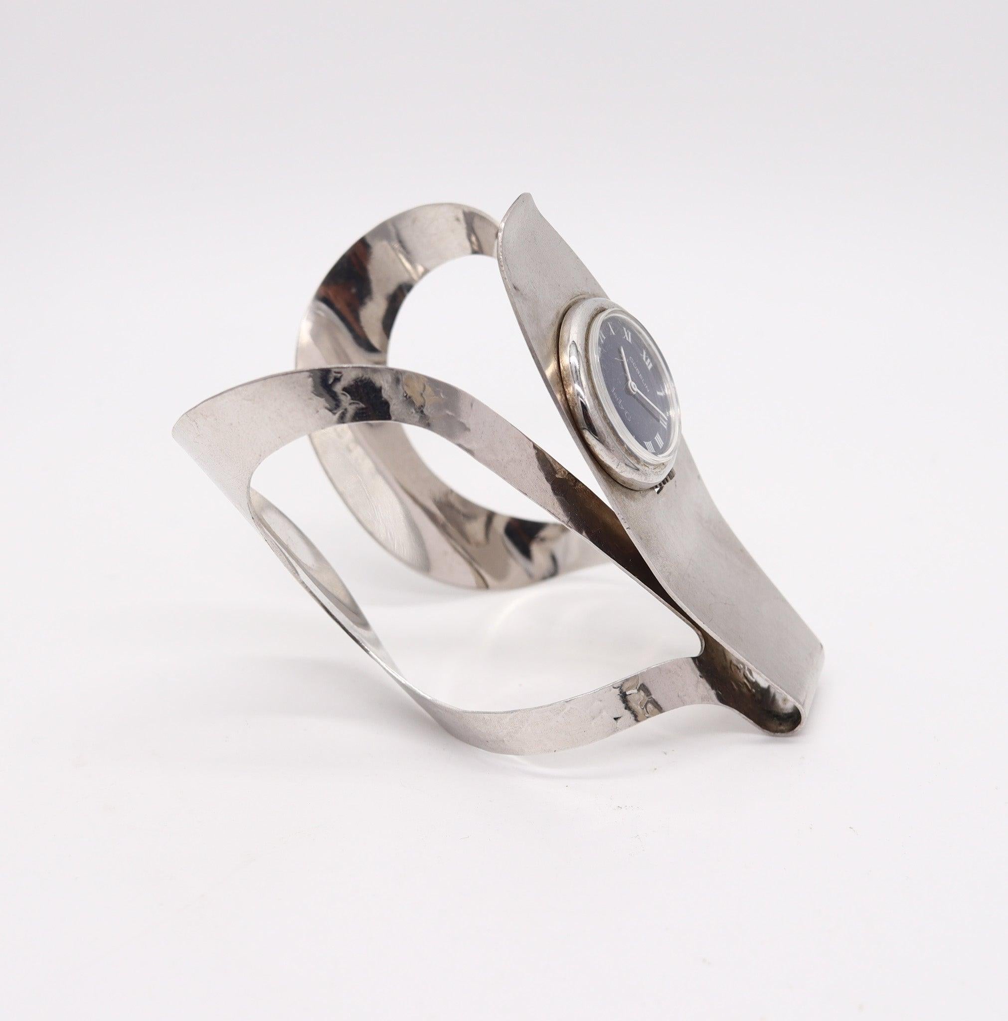 GUBELIN 1970 Lady G Aerodynamic Retro-Manschettenuhrarmband aus 925 Sterlingsilber Damen