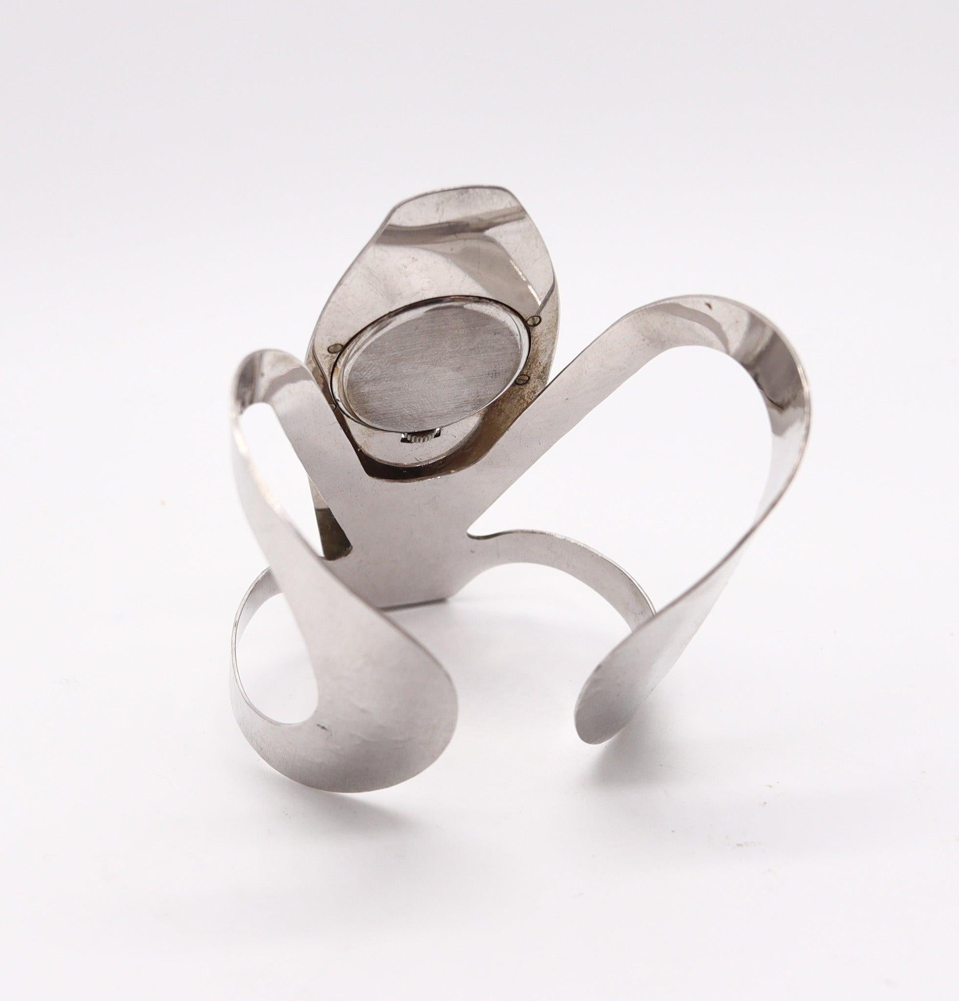 GUBELIN 1970 Lady G Aerodynamic Retro-Manschettenuhrarmband aus 925 Sterlingsilber 1