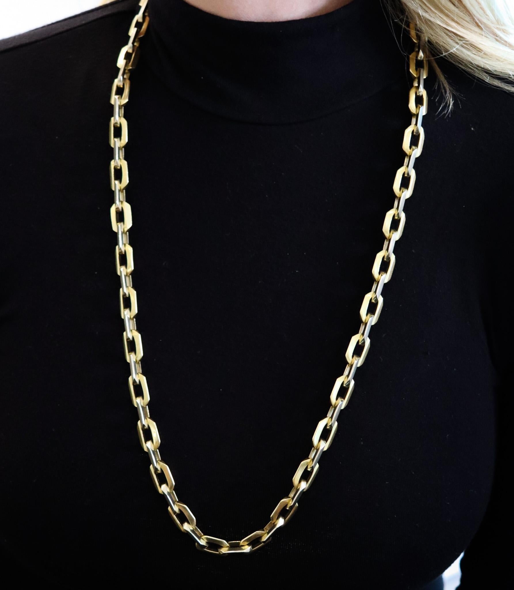 Gübelin 1970 Zurich Long Sautoir Necklace Chain in Two Tones of 18kt Gold 3