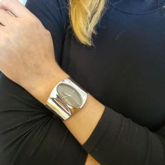 Gubelin 1973 Swiss Retro Space Era Wrist Watch Cuff Bracelet 925 Sterling Silver