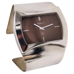 Gubelin 1973 Swiss Vintage Space Era Wrist Watch Cuff Bracelet In .925 Sterling 