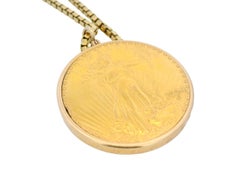 Gubelin $20 Coin Pend Watch on 18K Yellow Gold box-chain