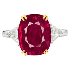 GUBELIN 5 Carat Burma Ruby No Heat Diamond Platinum Gold Ring