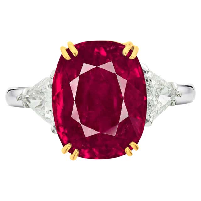 GIA Certified Unheated 4 carat Ruby with Diamond Ring Set in 18 Karat ...
