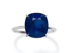 Gübelin 7.11 Carat Sapphire Natural Cushion Burmese Untreated Engagement Ring