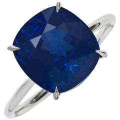 Gübelin 7.11 Carat Sapphire Natural Cushion Burmese Untreated Engagement Ring