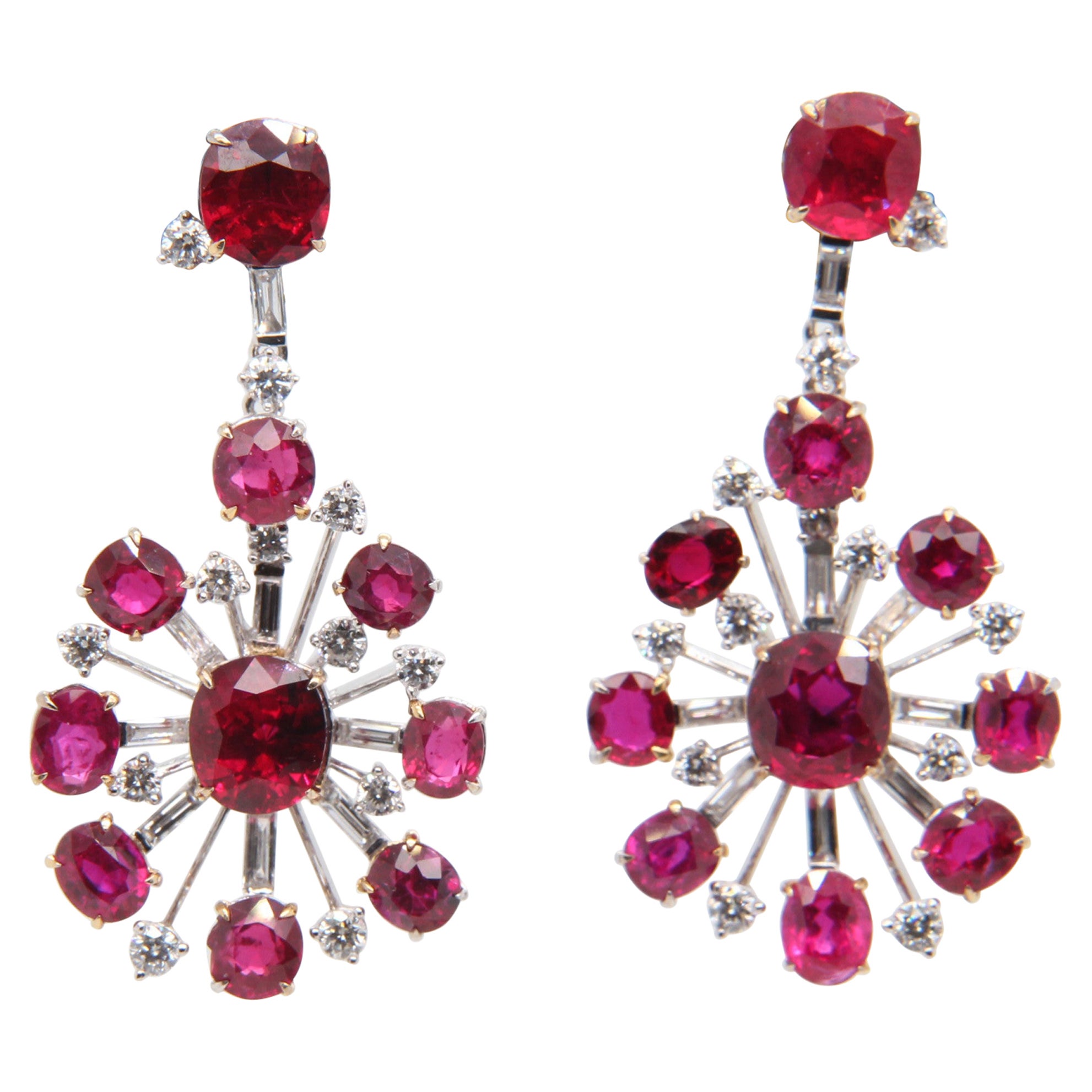Gubelin 9 Ct Burmese No Heat 'Pigeon Blood' Ruby and Diamond Earring in 18K Gold