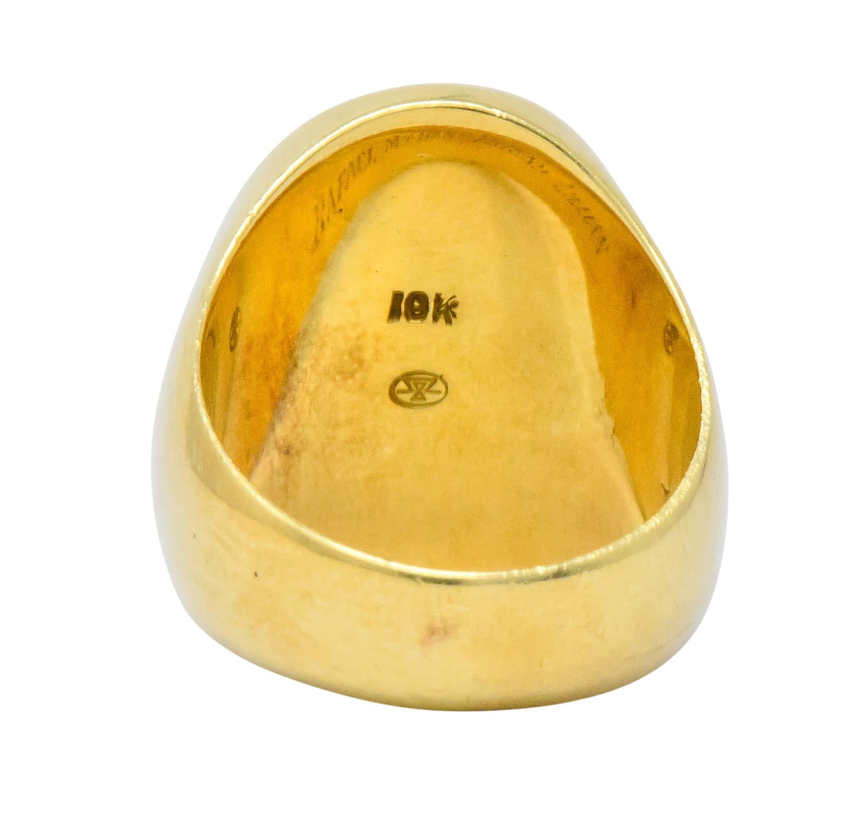 Art Deco Gubelin Antique 18 Karat Gold Lion with Key Signet Ring