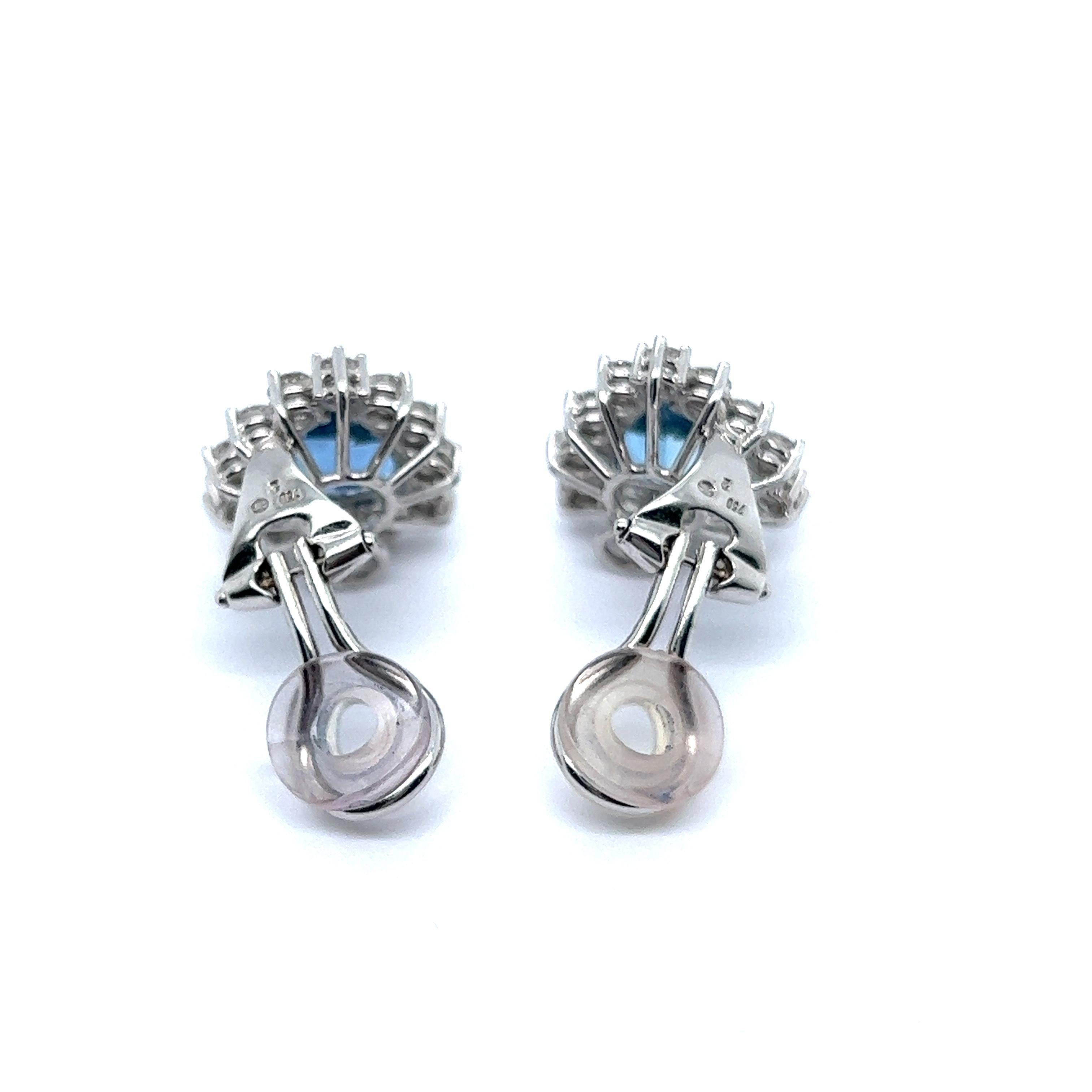 Gubelin Aquamarine and Diamond Earrings in 18 Karat White Gold For Sale 1