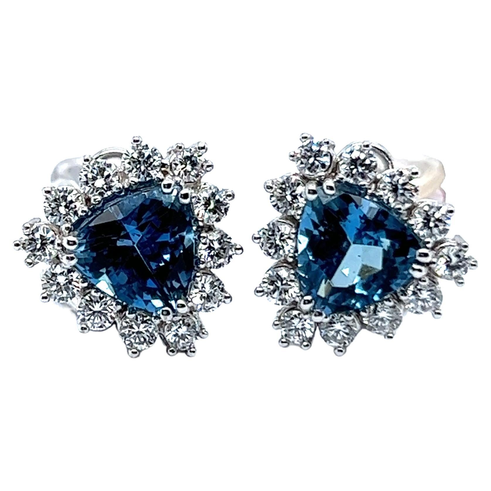 Gubelin Aquamarine and Diamond Earrings in 18 Karat White Gold For Sale