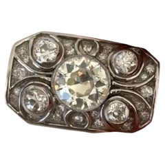 Anello Gübelin Art Déco in platino con diamante da 6 carati a taglio europeo antico, firmato, CIRCA 1925