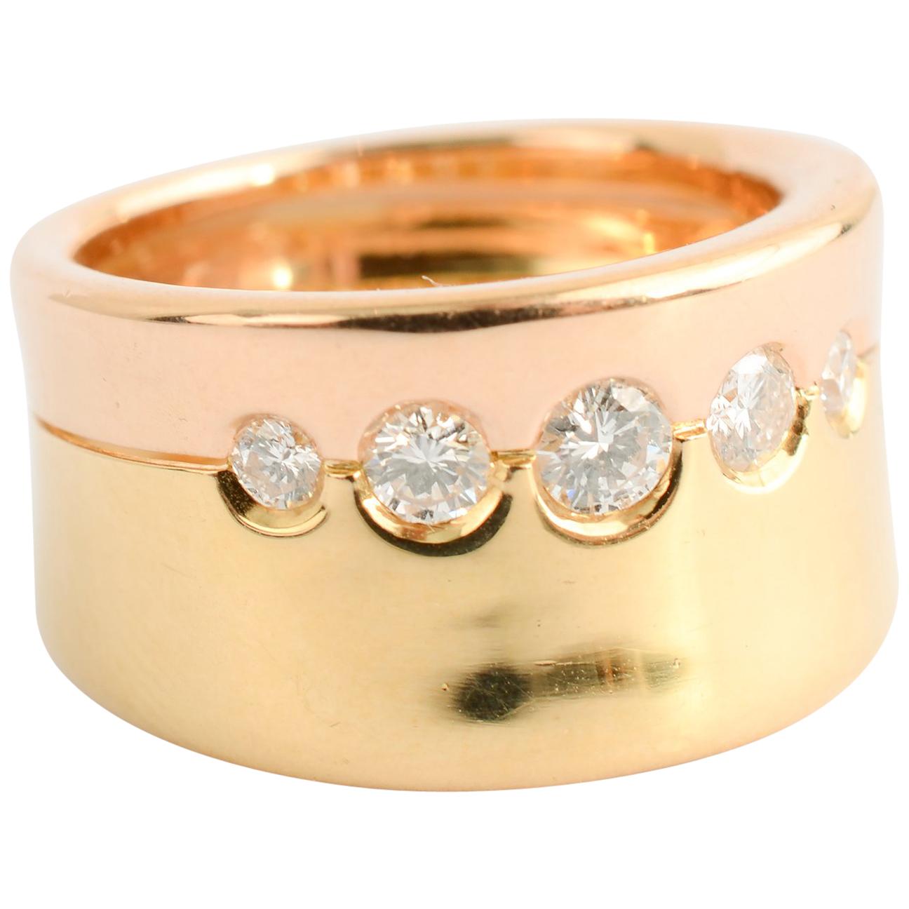 Gubelin Bi-Color Gold Ring with Diamonds